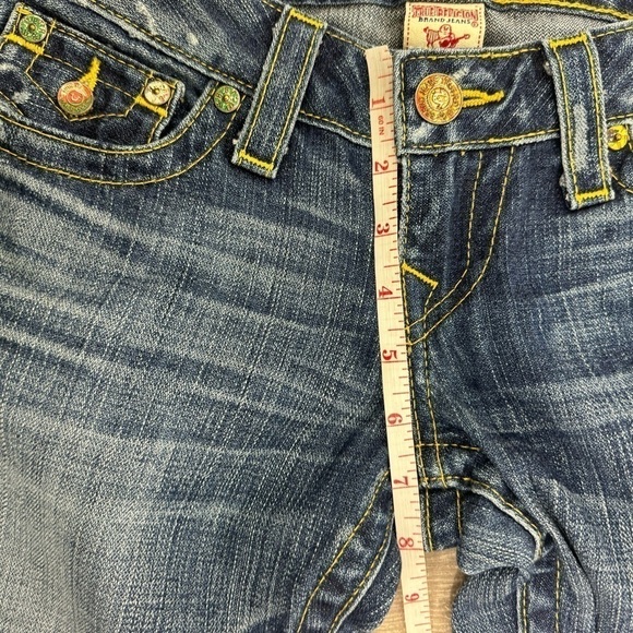 True Religion Signature Boot 26 Medium Dark Denim Distressed Pocket Vintage Y2K - Picture 10 of 13